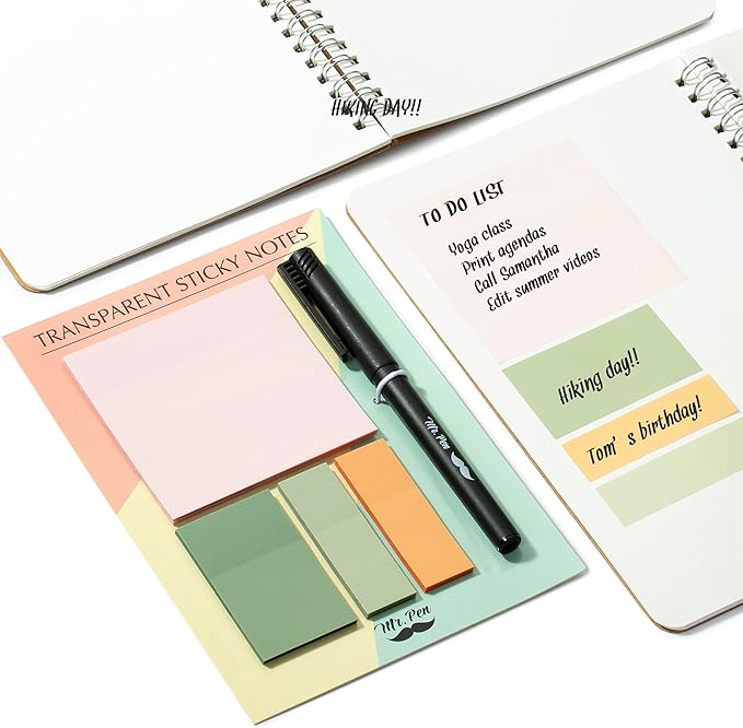 Mr. Pen- Pastel Transparent Sticky Notes, 200 pcs, Bible Sticky Notes, Planner Tabs, Stocky Notes for Bible Journaling