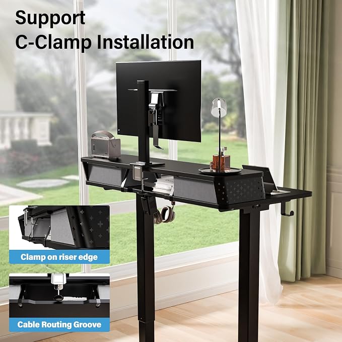 Electric Standing Desk with Two Drawers,55 x 24 Inch Sit Stand Desk Adjustable Height, Stand Up Desk with Storage Shelf, Computer Workstation for Home Office, Black