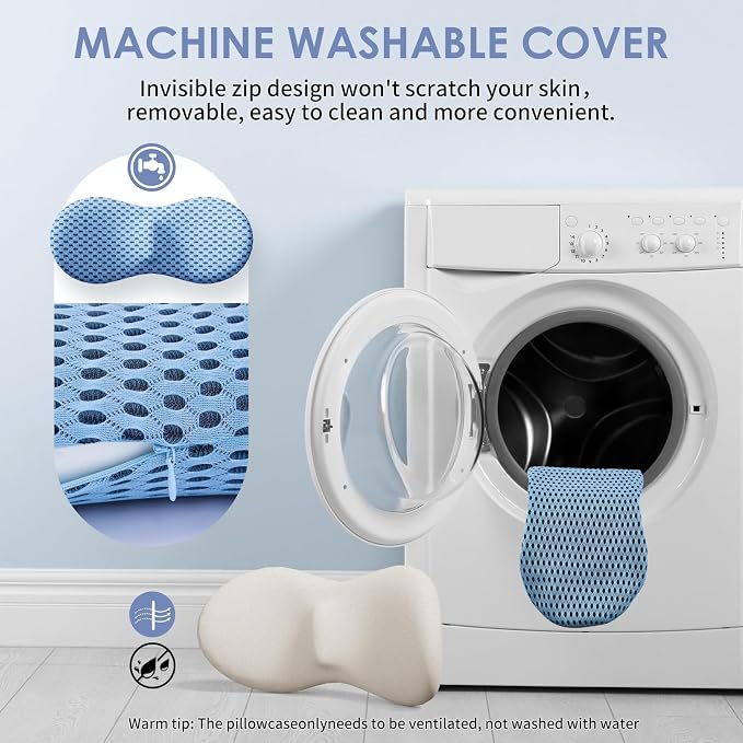 kasney Lumbar Support Pillow, Memory Foam Lumbar Pillow for Lower Back Pain Relief, Back Support Pillow for Office Chair, Car Seat - Blue