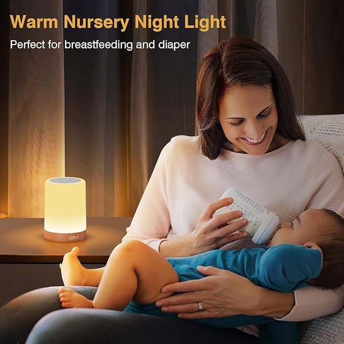 UNIFUN Touch Control Table Lamp, Smart Dimmable Bedside Lamp with RGB Color Changing & Warm White Light, Ambient Lighting for Bedroom Living Room, Holiday Gift, Taller Design