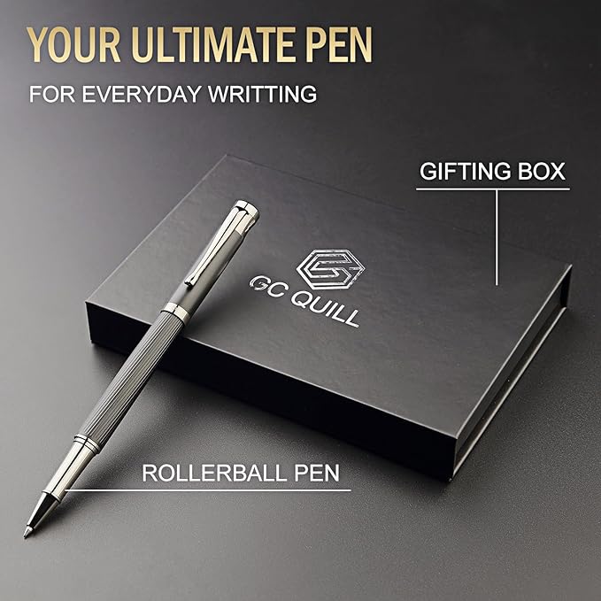 GC QUILL Fancy Rollerball Pen Set with Bookmark, Luxury Gift Pen for Journaling Writing, Executive Gifting - MU-30