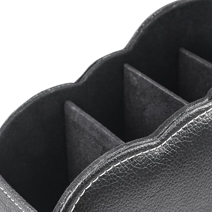 DreamsEden PU Leather Desk Organizer, Remote Control Holder Pen Pencil Cup Box Decorative Tabletop Storage Caddy for Home Office Accessories, 5 Slots