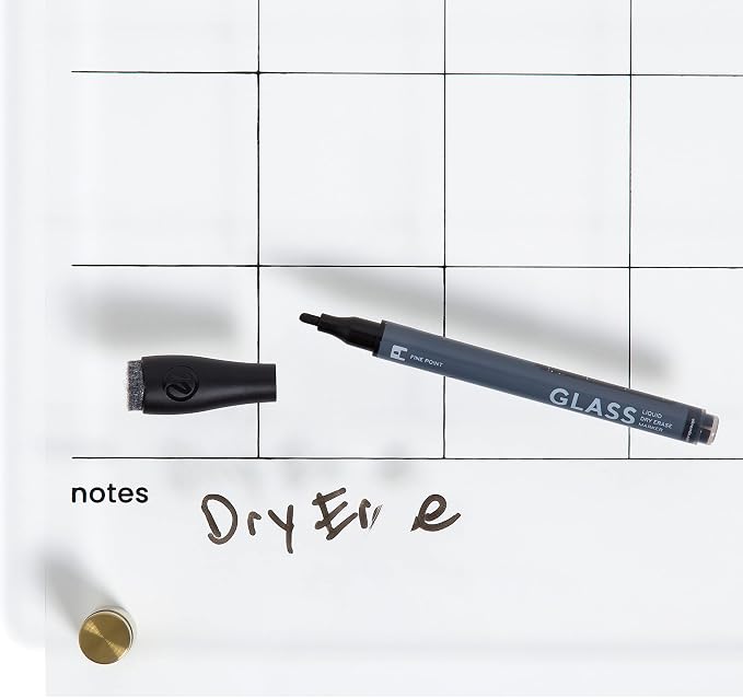 U Brands Acrylic Monthly Dry Erase Calendar White Board, Clear with Gold Finish Hardware, 16” x 16”