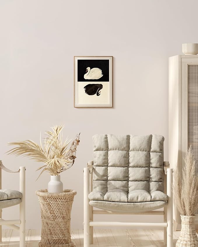 VIYYIEA Framed Wall Art for Living Room, Swan Canvas Prints, Vintage Home Decor, Animals Painting Picture, Bathroom Wall Decor Gifts for Friends or Family - 16L x 12W