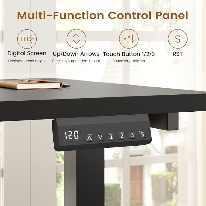 SEDETA 63" L Shaped Electric Standing Desk, Height Adjustable Corner Desk with 7 Fabric Storage Drawers & Power Outlet, 3 Memory Heights, 200lbs Capacity for Home Office Gaming, Black