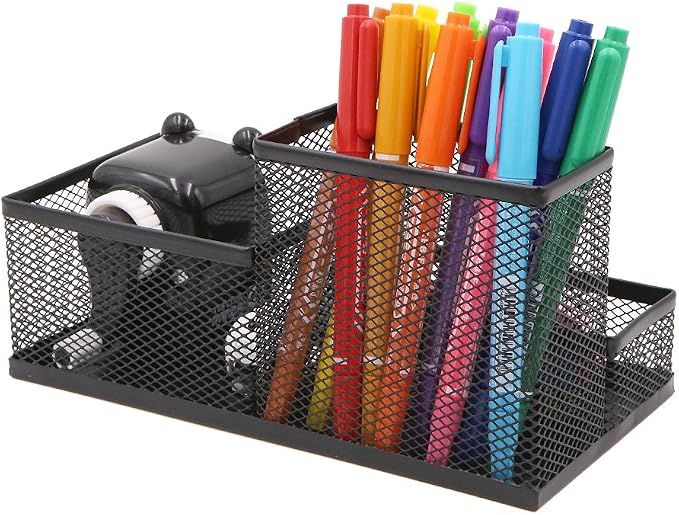Metal Wired Mesh Design Multifunctional Desk Organizer,Desk Tidy,Pen Holder,Card Case,Storage Box for Home Office Desktop Decration