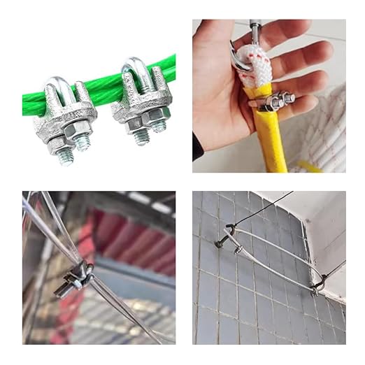 20Pcs 3/8" M10 Wire Rope Clip Cable Clamps Galvanized high Quality Steel Material, U-Bolt Saddle Fasteners - can be Used for Tent Ropes, Wire Ropes, Wire and Cable, clotheslines
