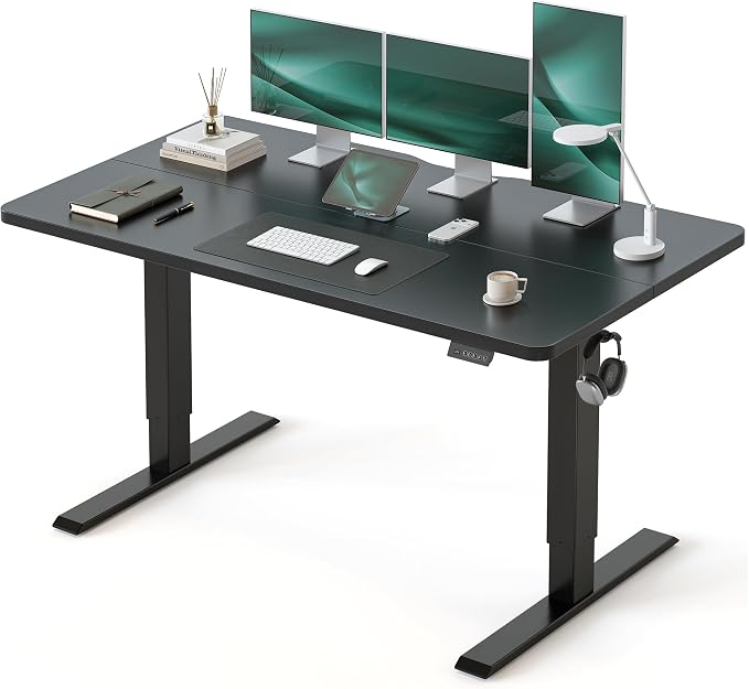CubiCubi Standing Desk, 55 x 24 Inches Electric Height Adjustable Computer Desk, Sit Stand up Home Office Desk with Memory Presets, Black