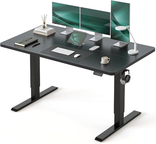 CubiCubi Standing Desk, 55 x 24 Inches Electric Height Adjustable Computer Desk, Sit Stand up Home Office Desk with Memory Presets, Black