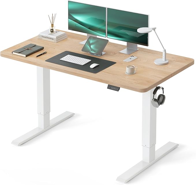 CubiCubi Standing Desk, 48 x 24 Inches Electric Height Adjustable Computer Desk, Sit Stand up Home Office Desk with Memory Presets, Maple
