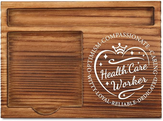 THRXOBN Desk Organizer for Healthcare Workers & Medical Professionals - Natural Wood with Slots for Notes, Pens, and Small Office Supplies – Stylish & Practical Workspace Solution,WSH20