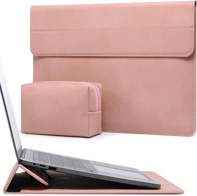 HYZUO 13.3-14 Inch Laptop Sleeve Case with Stand Feature for MacBook Pro 14 M5/M4/M3/M2/M1 2026-2021, MacBook Pro/Air 13.3, 13.5" 13.8" Surface Laptop, HP Spectre X360 13/14, Pink