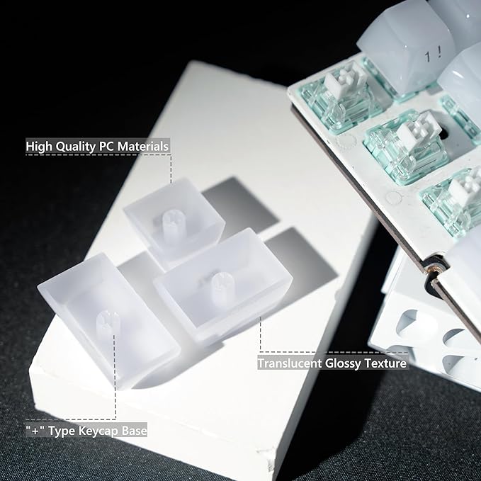 Womier Keyboard Keycaps Jelly, Ceramic Keycaps Style, Shine Through White Key Cap, Clear Side Printed Custom 60 65 75 100 Percent for Cherry MX, Outemu, Gateron Mechanical Keyboards(MDA Profile)