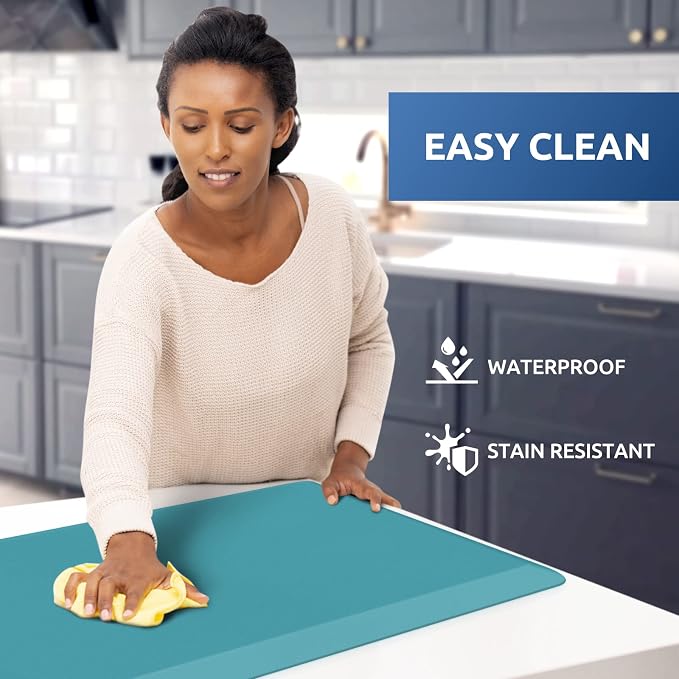 KitchenClouds Cushioned Anti Fatigue Rug 17.3"x28" Water Resistant Non Slip Standing Desk Mats Comfort Floor Mats for Kitchen, House Sink Office (Green)