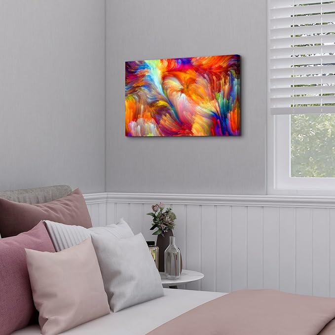 Bright Colorful Abstract Wall Art Graffiti Picture Wall Decor for Living Room Bedroom Watercolor Multicolor Canvas Prints Painting Aesthetic Poster Boho Artwork Guest Room Home Decorations 16x24”