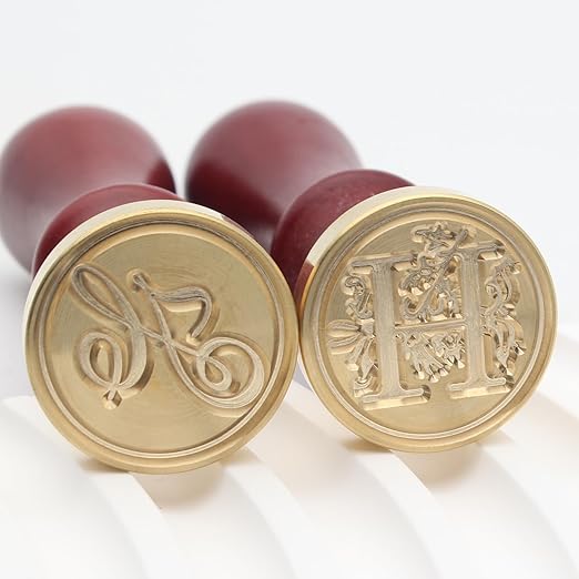Letter Wax Seal Stamp Kit - Initial Alphabet H Stamp Head 2pcs, Vintage Monogram Stamps Wax Seal Kit with 200pcs Assorted Sealing Beads, Spoon, Metallic Gold Silver Pens