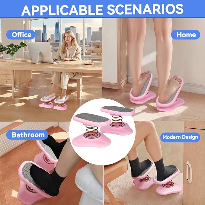 Foot Rest Under Desk ，Ergonomic Foot Stool Under Office Desk - Rocking for Fidgeters，Effectively Relaxes The Leg Muscles，Detachable and Easy to Assemble，2 Pieces Pink