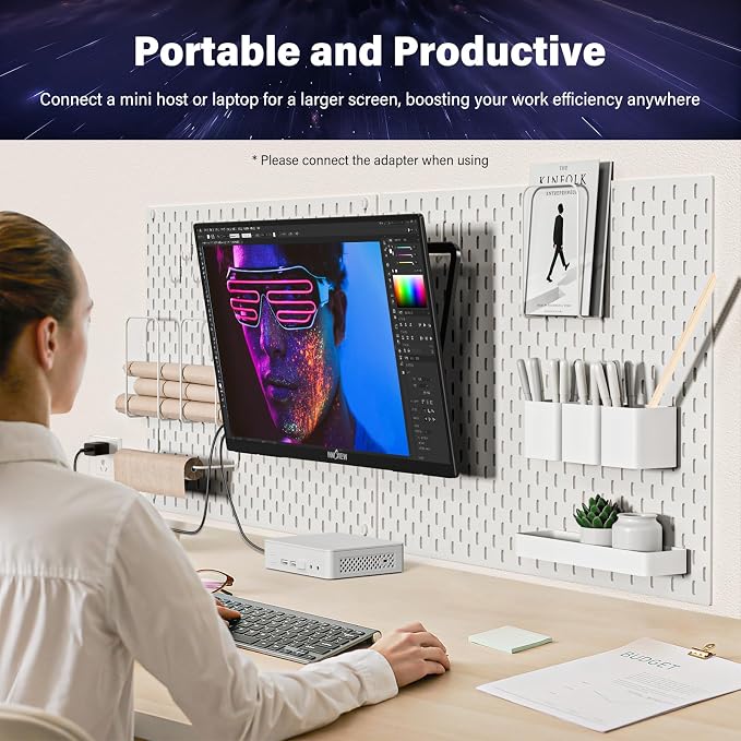 2K 180Hz Portable Gaming Monitor, 23.8" 2560x1440 QHD Fast IPS ∆E<2 100% sRGB Portable Monitor w/180° Adjustable Stand Type-C HDMI Eye Care External Second Screen for Laptop Phone PS4 PS5 Switch Xbox