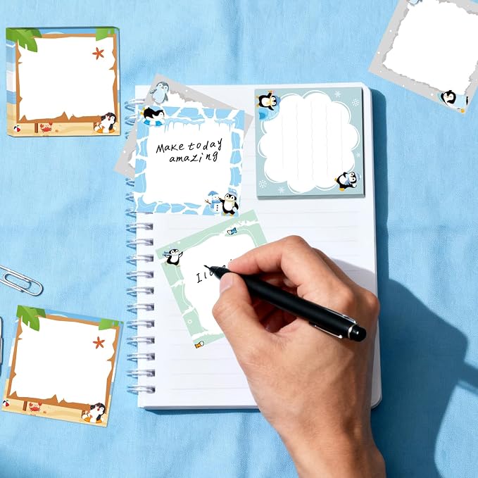 Penguin Sticky Notes Gifts - 9 Pack Cute Penguin Notepads 3x3 Inches, Funny Animals Themed Self-Stick Memo Pads, School Office Supplies for Students Coworkers Men Women (450 Sheets)