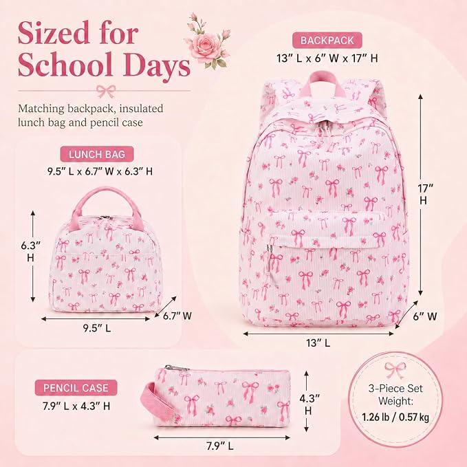 BTOOP School Backpacks for Teen Girls Bookbags Lightweight Kids Backpack School Bags Set with Lunch Box Pencil Case