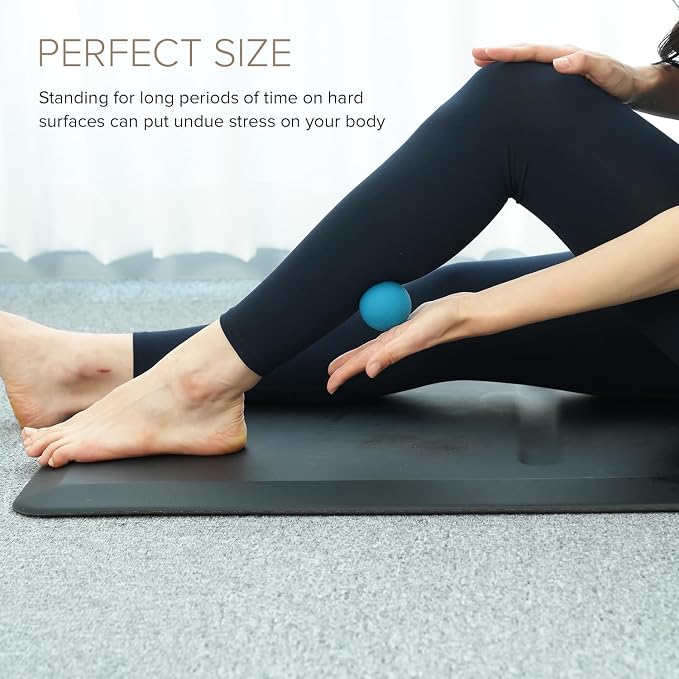 POUT F1 Anti-Fatigue Standing Desk Mat with Rolling Massage Ball - for Office, Kitchen, Garage and Laundry - 20" x 39" Size 3/4" Thick - Durable Stain Resistant - Non-Slip Bottom -