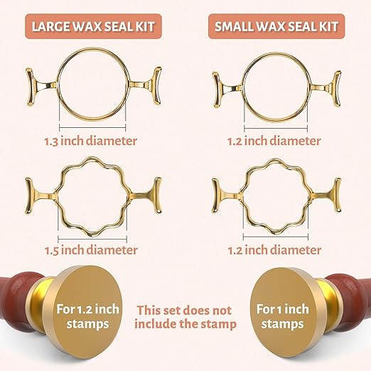 Yelsky Wax Seal Kit with 1 Inch Wax Stamp - 2 Metal Seal Molds with Round Flower Shape, Silicone Mat for Wedding Invitations, Gift Wrapping, Envelopes, Cards & Wine Packaging