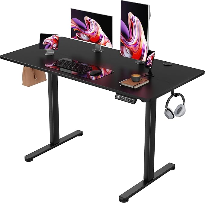 Furmax Electric Standing Desk, 45 x 24 Inches Sit Stand up Desk, Sit Stand Height Adjustable Home Office Desk with 4 Height Position Memory (Black, 45)