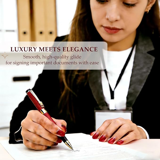 Luxury Pen,Best Luxury Ball Pen Gift Set for Women,Black Ink Fancy Pen Refillable for Executive Office,Professional,pretty pens,cool pens,Nice cute Designer Pen (Red)