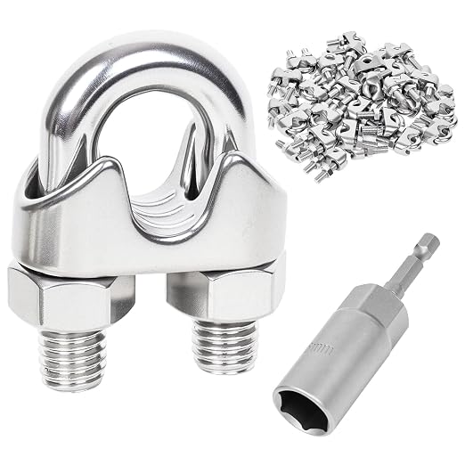 6 Pcs 1/2 inch Wire Rope Clips,Wire Rope Clamp,Cable Clamp | 304 Stainless Steel Smooth Rods for Industry, Metal Working Hobbies and DIY Craft
