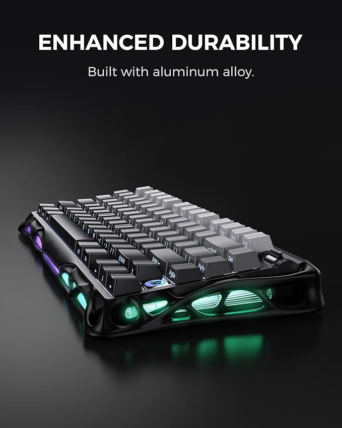 GravaStar Mercury K1 75% Wireless Mechanical Gaming Keyboard, Aluminum Alloy, Gasket Compact Custom Keyboard Hot-Swap Socket, Linear Switches, RGB Backlit【Gradient Black】