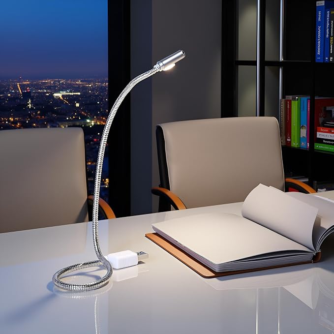 Silver USB Flexible Light Gooseneck Led Glowing Lamp Laptop Computers Studying for Office Working Writing Reading Accessories Desk Lamps Office Adjustable Led, Lamps and Shades, Table Light