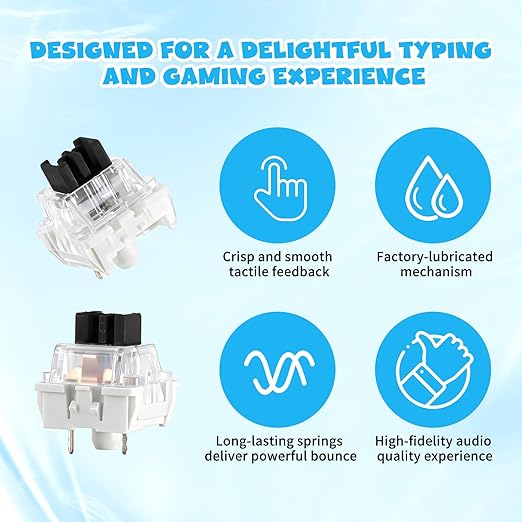 Keyboard Switches, 50 Pcs 3 PIN Black Keyboard Clicker Replacement Dustproof Keyboards Switch for Most Gaming Keyboards