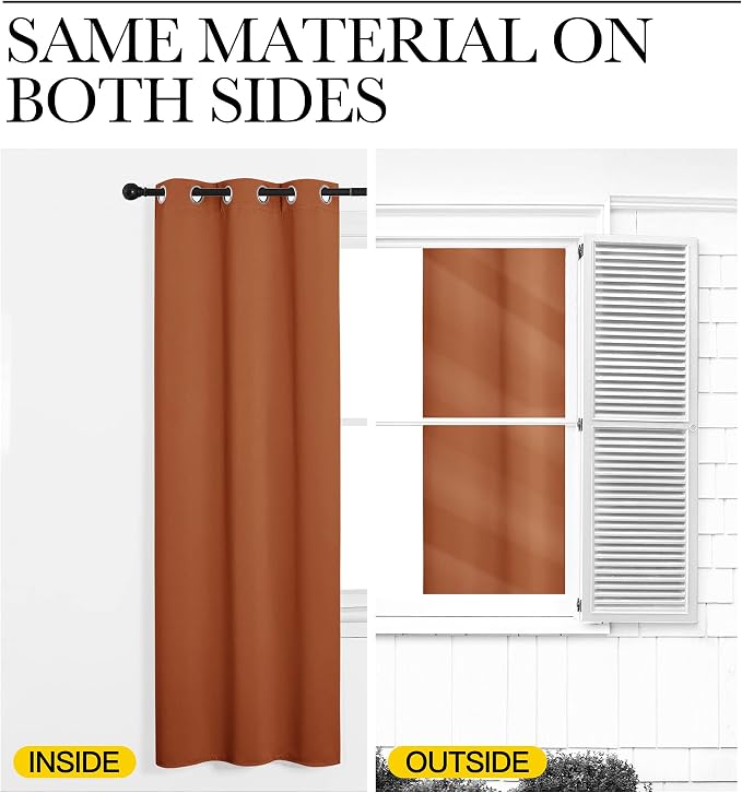 NICETOWN Blackout Curtain 118 inch Long, W55 x L118, 1 Panel, Burnt Orange, Thermal Insulated Window Treatment with Grommet Room Darkening Thermal Insulated Panel for Bedroom/Living Room