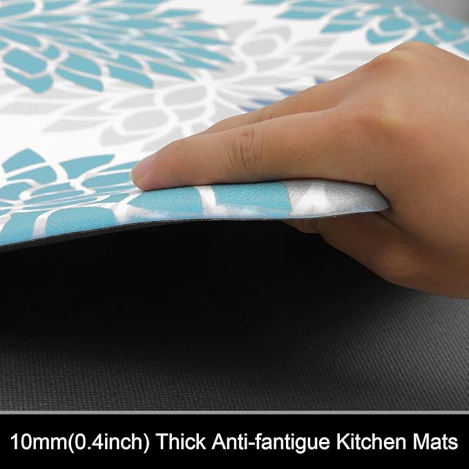 HEBE Anti Fatigue Kitchen Rug Sets 2 Piece Non Slip Kitchen Mats for Floor Cushioned Kitchen Rugs and Mats Waterproof Comfort Standing Mat Runner for Kitchen,Home Office,Sink,Laundry