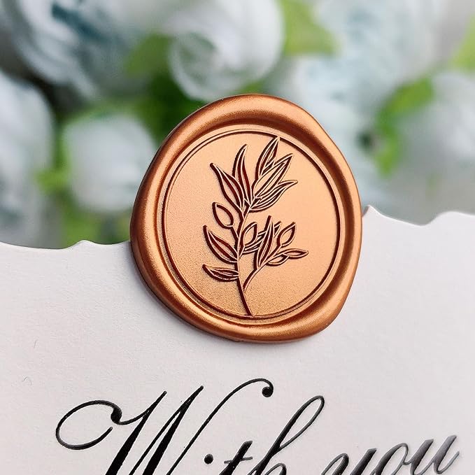 50 Pcs Orange Wax Seal Stickers Self- Adhesive Wedding Invitation Seal Stickers, Perfect for Wedding Invitation, Envelopes, Christmas Cards, Seating Chart, Good Adhesion and Easy to Use