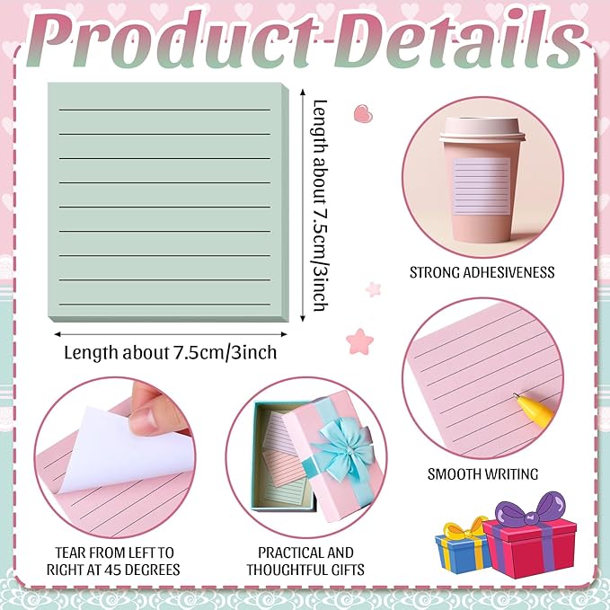 Yinder 24 Pcs Inspirational Sticky Notes Thank You Gift Motivational Sticky Note Pad Employee Appreciation Gift Bulk for Staff Coworker Teacher Nurse Office Groups 3 x 3'' (No Words,Aesthetics)
