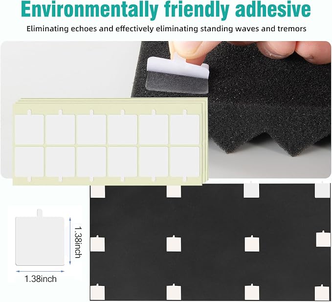 2 Pack Black Acoustic Foam Panels,48x24x2 Inch Sound Proof,High Density Soundproof Wall Panels,Fireproof Cancelling Foam Studio (Black, 2 PCS)