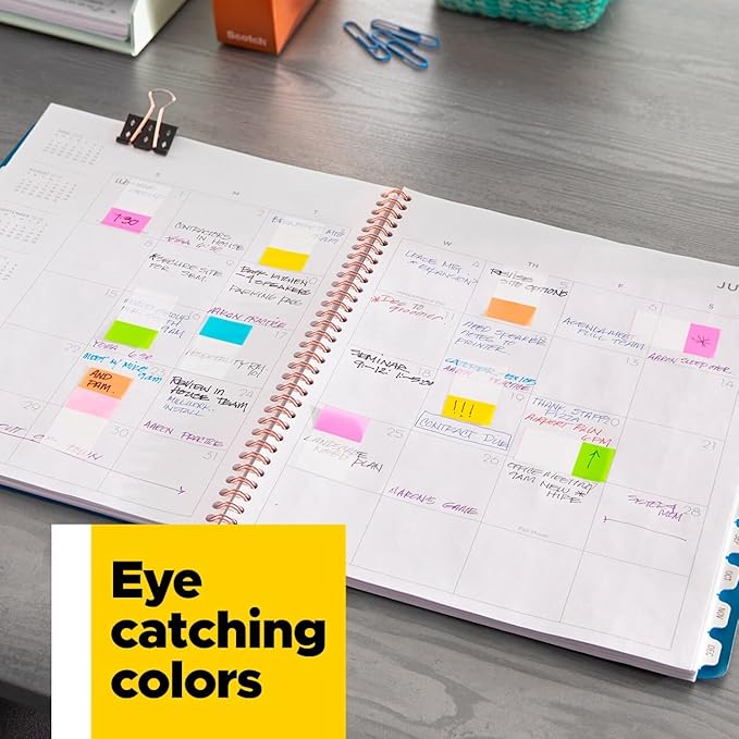 Post-it Flags, 0.94 in. x 1.7 in., One Dispenser with 20-Count Sticky Tabs in Alternating Colors (60 Flags Total), Removable Page Markers for Planners, Journals, and Calendars