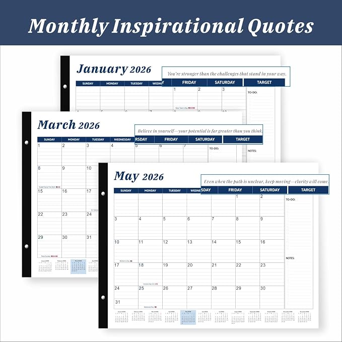 2026 Desk Calendar Large 22x17 Inches,Large Desk Calendar 2026-2027,18 Month,Suitable For Home,School Or Office,With Plastic Cover,Monthly Calendar(Blue)