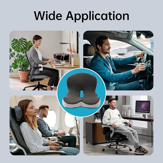 Orthopedic Seat Cushion, L-Shaped Ergonomic Memory Foam Back & Seat Support, Non-Slip Breathable Washable Cover, for Office Chair, Car, Wheelchair, Gaming Seat