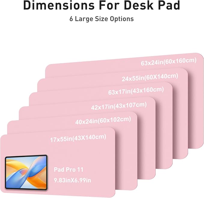 Aothia Faux Leather Desk Mat - Large Mouse Pad, Non-Slip PU Leather Blotter, Waterproof Writing Surface for Office and Home (Fairy Pink, 40" x 24")