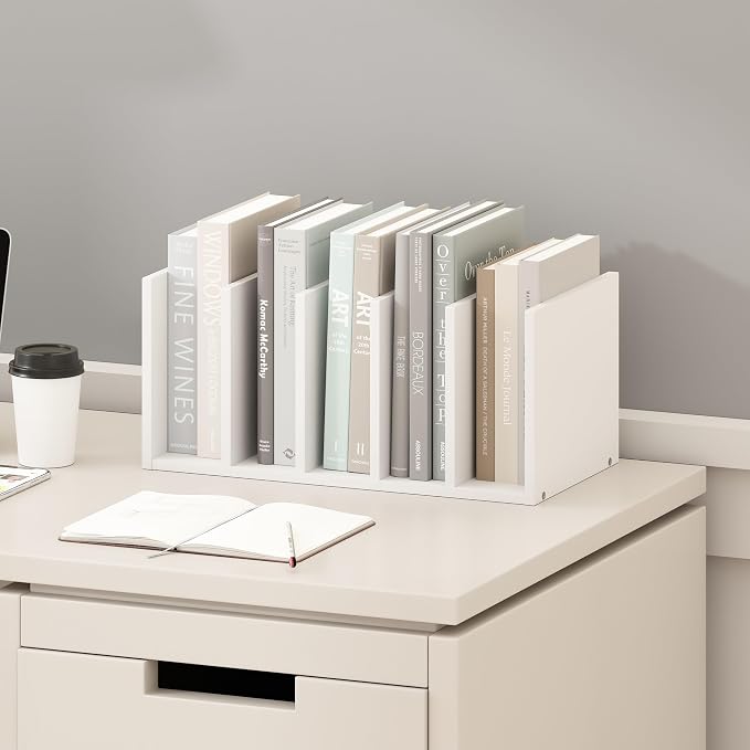 Furinno Hermite File Holder Desk Organizers and Accessories, Plain White | Desk Top Vertical Book Shelf, for Office Supplies, Organization