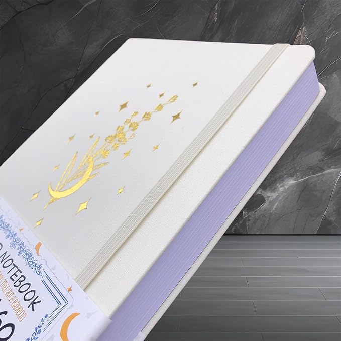 BUKE Dotted Notebook - Cotton Fabric Hardcover - 160gsm Thick Bamboo Paper - A5 Size Dotted Journal - 5x5mm DOT GRID Layout 160 Pages With Gift Box (BKC-4D)