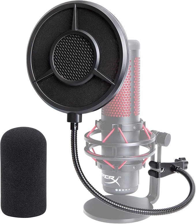 QuadCast Pop Filter Foam Windscreen - 5.5 Inch Diam 6 Layers Pop Filter for Mic Cover QuadCast Pop Screen Compatible with Hyperx QuadCast Microphone Professional Metal Pop Filter by YOUSHARES