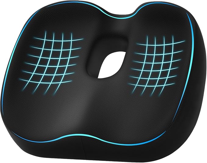 Donut Pillow Seat Cushion for Hemorrhoids & Tailbone Pressure Relief - Memory Foam Office Chair Cushion for Sciatica, Coccyx & Back Pain, Non-Slip Butt Cushions for Long Sitting (Black)