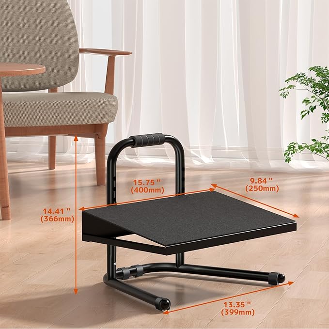 Height Adjustable Standing Foot Rest with Soft Grip Handle,Under Desk Footrest for Standing and Sitting,All-Steel Construction,Black