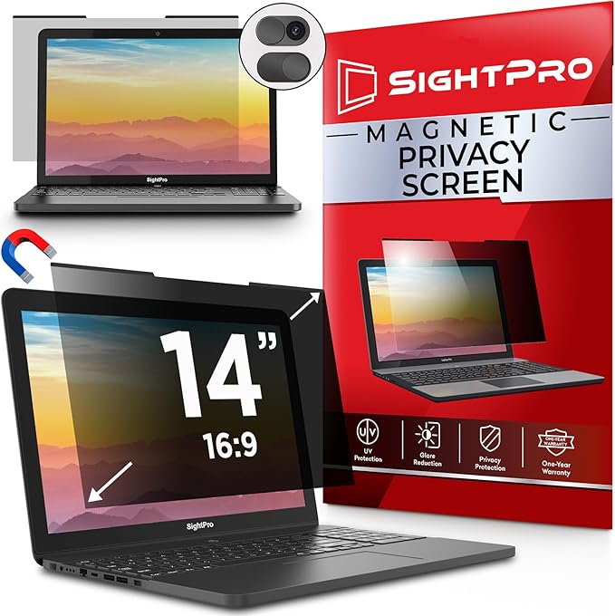 Magnetic Laptop Privacy Screen 14 Inch 16:9 - Patented Removable Laptop Privacy Filter Shield and Protector