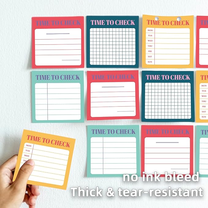 Retro 4Pack/200 Sheets 3x3in Self-Sticking Note Papers Set, High-Adhesive Productivity Planner Pads for Time Management, Vintage Daily Task Notes for Journal Office Home, Bulk Stationery Gift