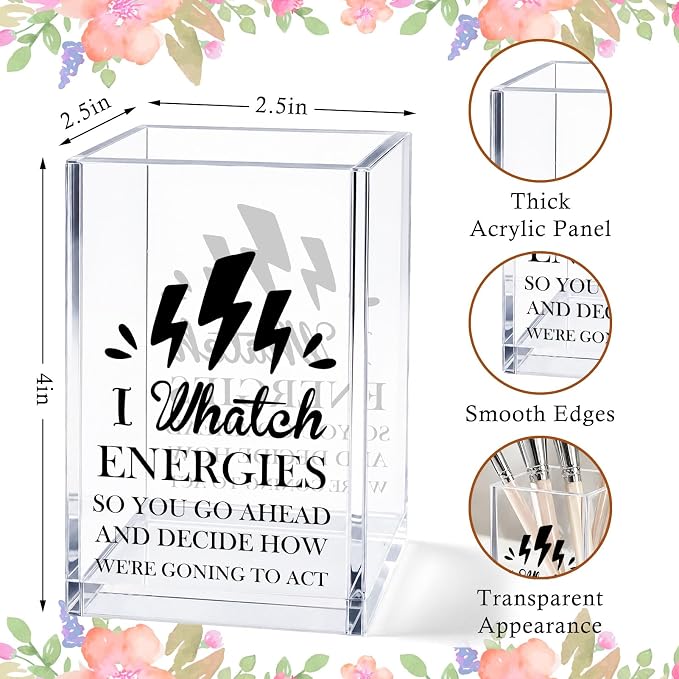 Acrylic Pen Holder Cup, Inspirational Office Desk Decor, Coworker Gift for Women, Pencil Holder Organizer, Friendship Gift for Best Friend Sister Colleague