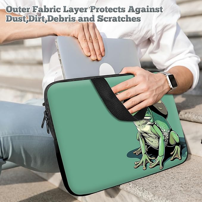 Laptop Sleeve Case Bag 13 inch, Green Frog Slim Carrying Case Durable Handbag Travel Laptop Bag for 13 inch MacBook Air M3/M2/Pro M2/ 13" iPad Pro/Air M4/M2 2024
